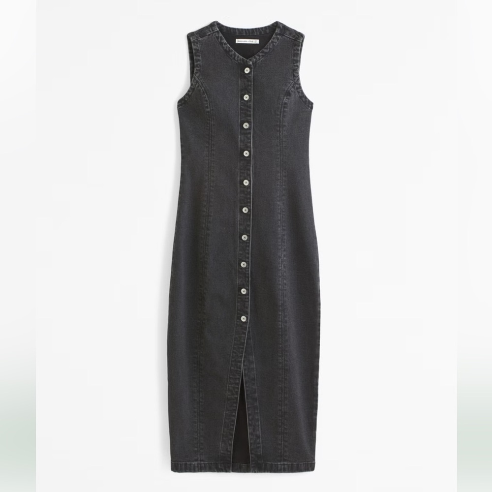 Abercrombie & Fitch Mara Midi Black Denim Dress